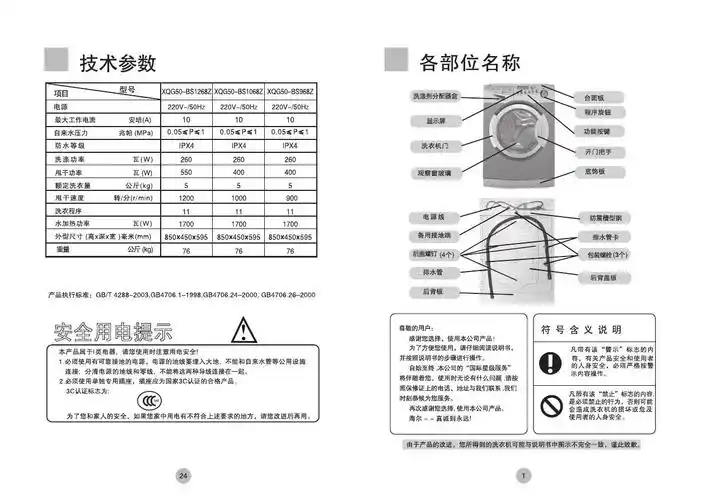 海尔全自动滚筒洗衣机说明书