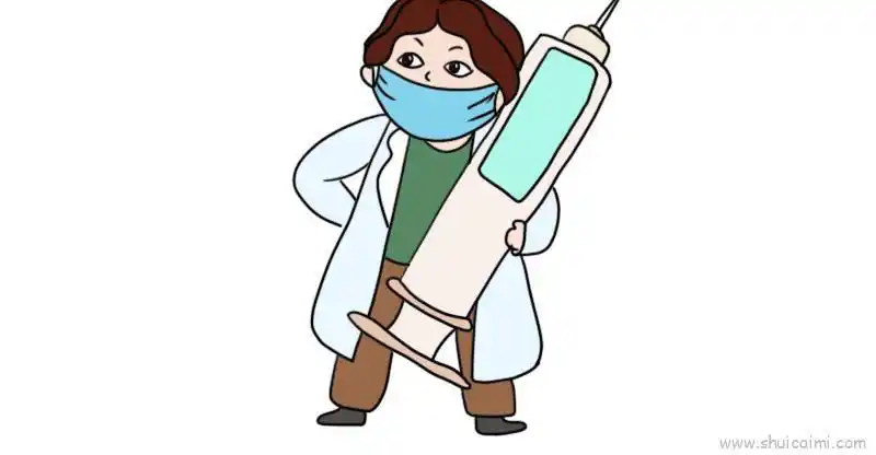 医生给病毒打针的简笔画