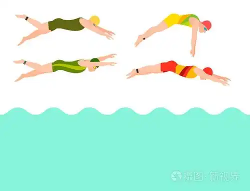游泳媒介人样式计划不同的游泳男女在水池体育姿势人锻炼例证
