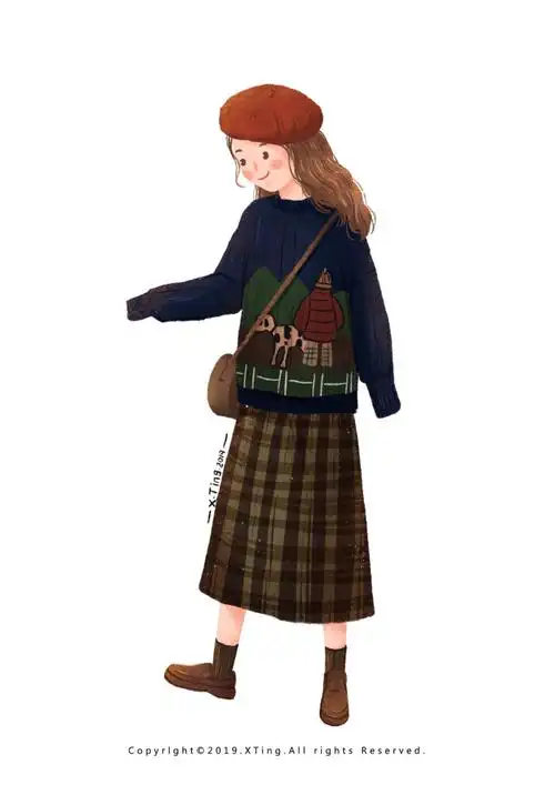 穿搭插画作者:上官凝儿头像/壁纸/卡通壁纸/穿搭/春季穿搭/插画/可爱