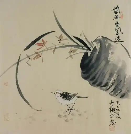 手绘字画客厅装饰画热销i060488老铁三尺斗方水墨国画花鸟画兰花