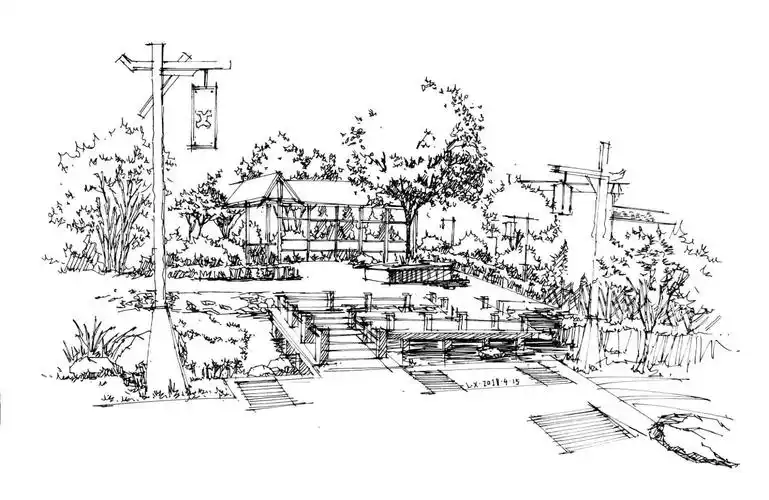 风景园林手绘~~小景写生练习