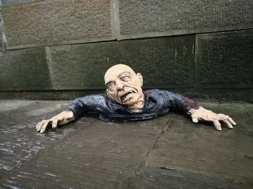 进入景区后,主办方在游道沿途的草丛中,树枝上布置了不少血腥的恐怖