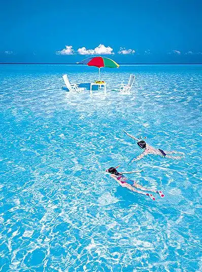 俯拍_男孩_女孩_游泳_海中_图片素材