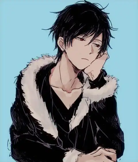 动漫男头 冷酷 红瞳