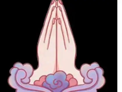 紫云环绕双手合十祈福 | namaste