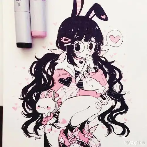 插画欣赏丨日本画师用马克笔绘制少女插画萌萌哒好可爱