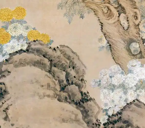 084天津博物馆清邹一桂翠柏双喜图国画画心字画宣纸高清微喷画芯-图3