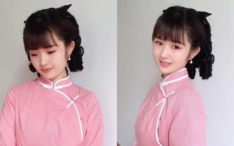 金粉世家白秀珠同款民国复古旗袍发型教程,汉洋折衷汉服发型教程