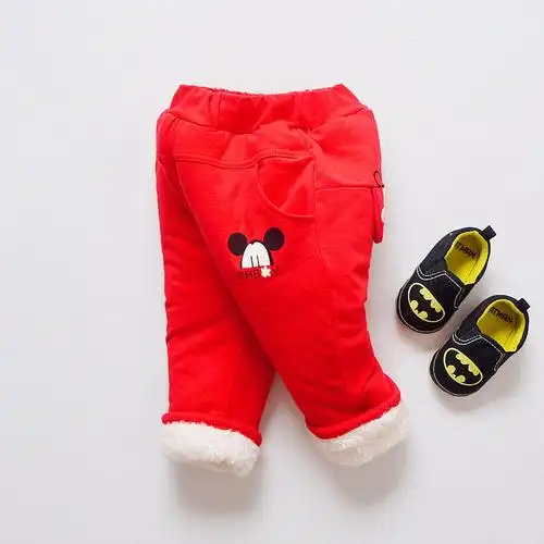 儿童卡通米奇加绒加厚休闲裤2017新款新款棉裤可爱卡通款全棉加绒加棉
