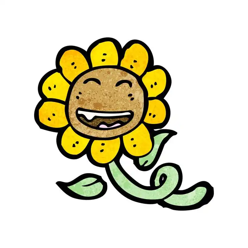 复古向日葵,向量,在白色背景上的复古向日葵卡通