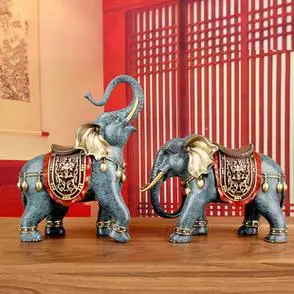 大象摆件客厅铜象一对吉祥对象招财装饰品铜工艺品高端礼品新中式