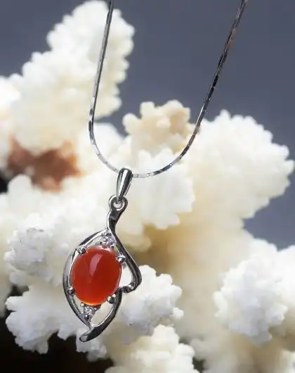 s925银红玛瑙(附证书)吊坠水滴