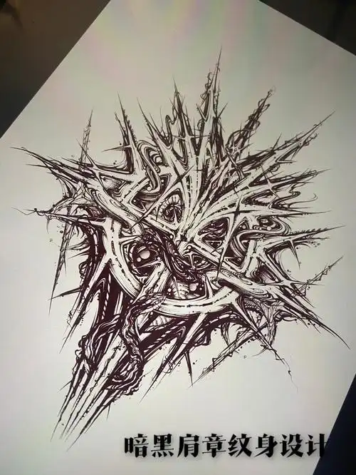 04暗黑肩膀纹身手稿设计