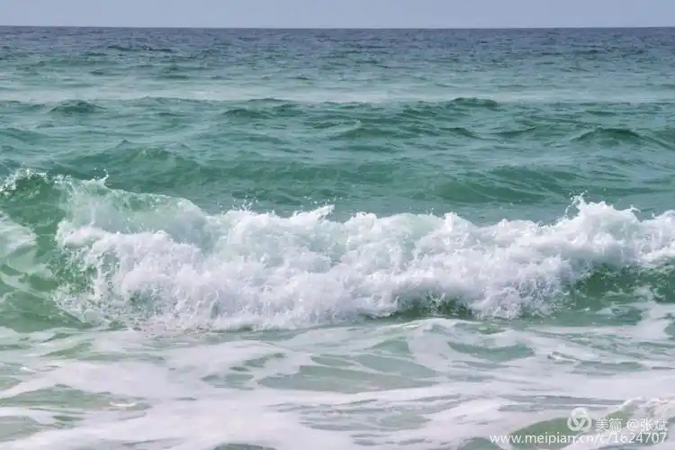 海风吹拂着辽阔的大海,美丽的浪花在微风中飞溅.