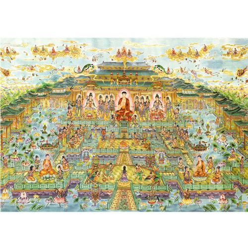 包邮西方极乐世界全景图高清变相图西方极乐世界庄严图接引图画像