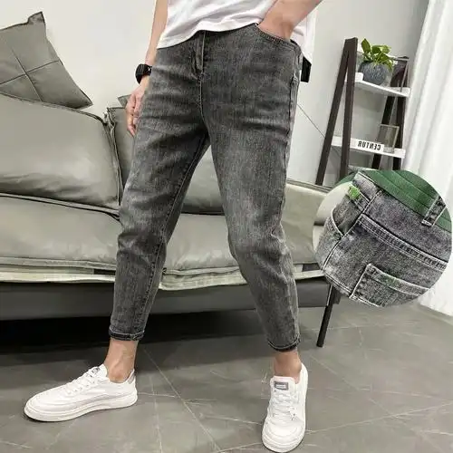 春秋潮男社会精神小伙紧身牛仔裤快手网络红人牛仔裤