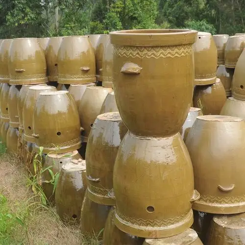 厂家批发无铅粗陶低碳环保土陶酒坛窑藏酒酝酿冷却双层夹缸分流器