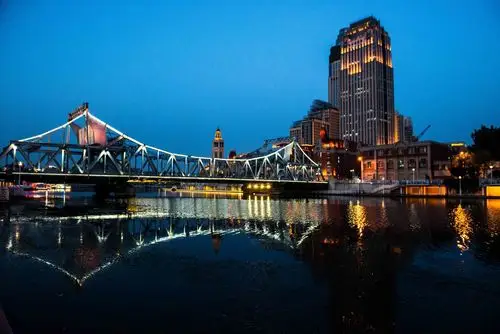 夏夜的天津海河美景