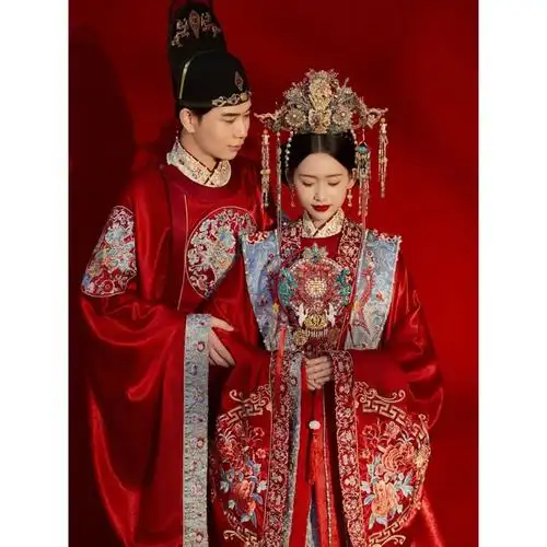 新款明制婚服中式凤冠霞帔嫁衣新娘礼服单天发货男女情侣汉服