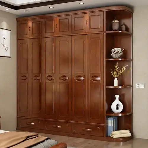 采百木caibaimu实木衣柜现代中式456门衣橱家用卧室收纳储物柜靠墙