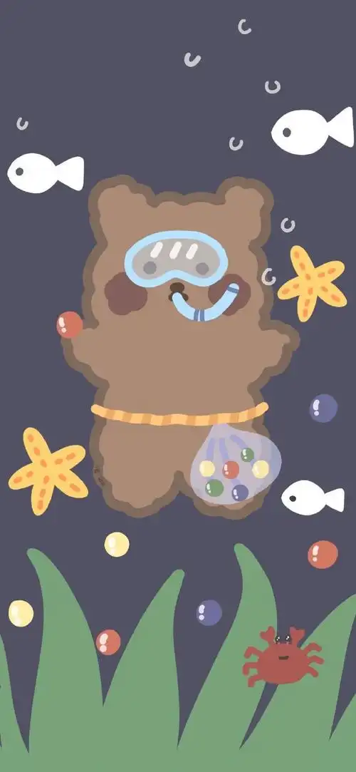 可爱小熊 熊熊和兔子  iphone11壁纸 手机壁纸 锁屏壁纸 全屏壁纸
