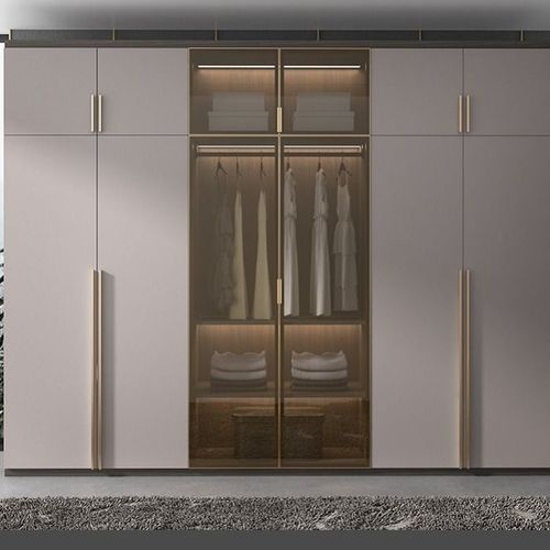 轻奢衣柜3门主卧意式极简衣橱现代板式平开门走入式玻璃衣柜