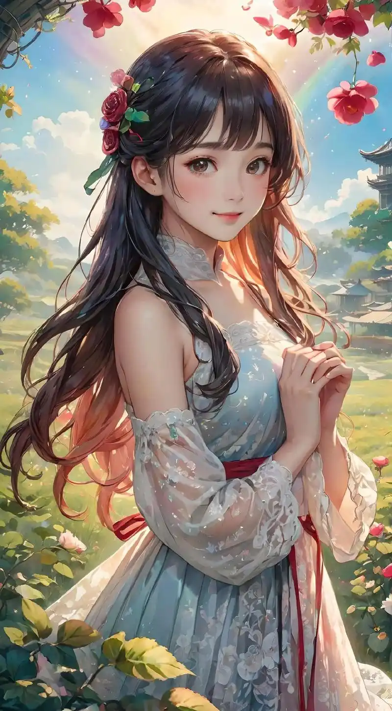 美少女壁纸:花与梦:绽放在春天的甜蜜邂逅#漫画女孩 #手机壁 - 抖音