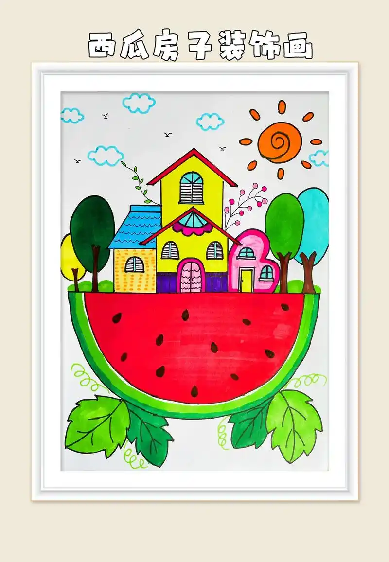 暑假了,小朋友一起画漂亮的小房子创意画吧! @创作灵感小助手 - 抖音