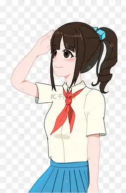 女孩敬礼