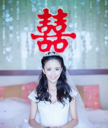 佟丽娅的婚礼头冠及婚纱分别由alexandre zouari及georges hobeika