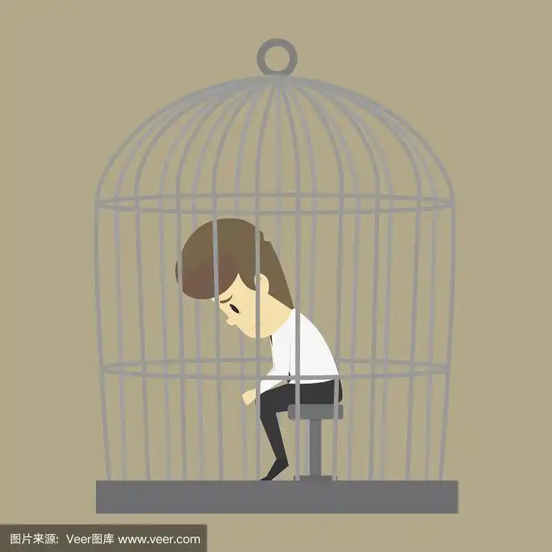 一个商人被困在笼子里,没有自由