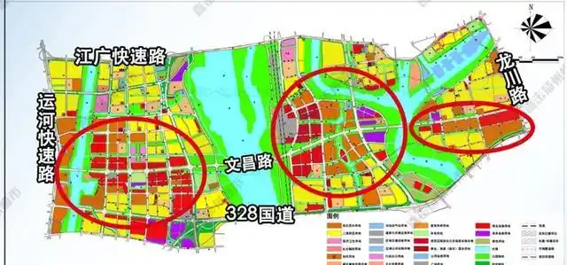 规划一长条的商住混合用地,十里外滩呼之欲出; 2,生态科技新城,以扬州