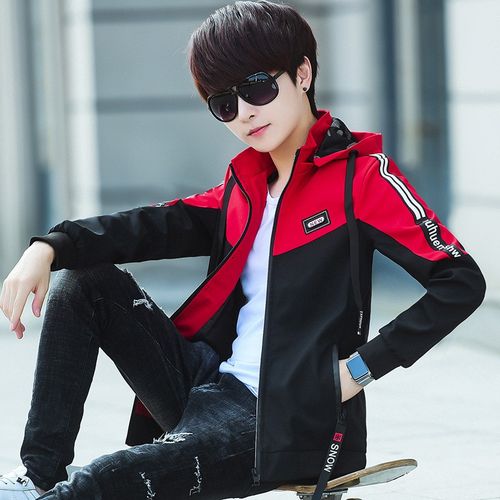 jm-6107-红色-春秋初中生高中生衣服男孩 m 105斤以下-春秋初中生高中