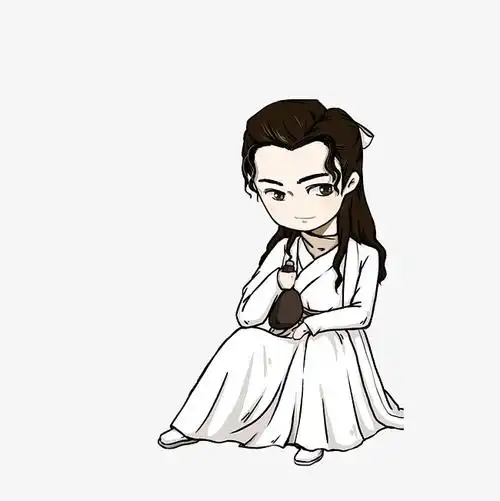 手绘国潮风格坐在路边喝酒的男子