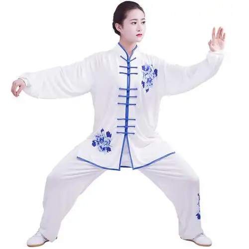 太极服装春秋牛奶太极拳练功服女2021新款时尚太极服