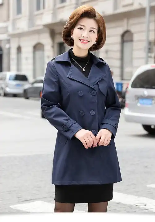 中年风衣女春秋短款40岁50中长45中老年人大码妈妈春装外套薄高贵
