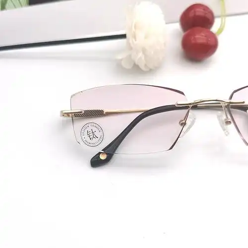 男女切边变色蓝光镜框方形无边钻石近视轻纯眼镜架