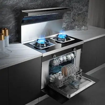 家用墨居洗碗机一体燃气灶侧吸下烟机自动清洗带烘集成灶