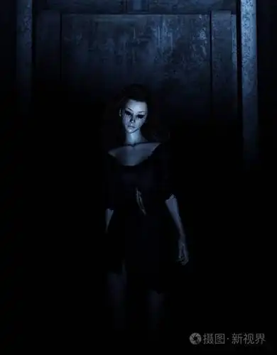 3d 插图, 黑暗中的幽灵女人, 恐怖背景