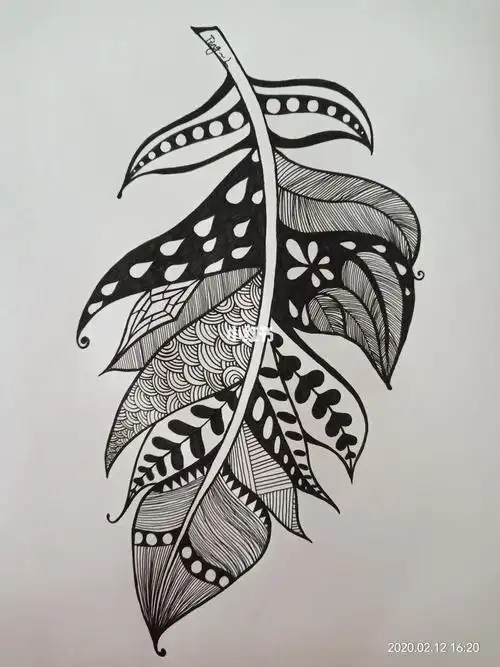 黑白装饰画 鸟以点为线的黑白装饰画简单钢笔画|线条画|黑白装饰画