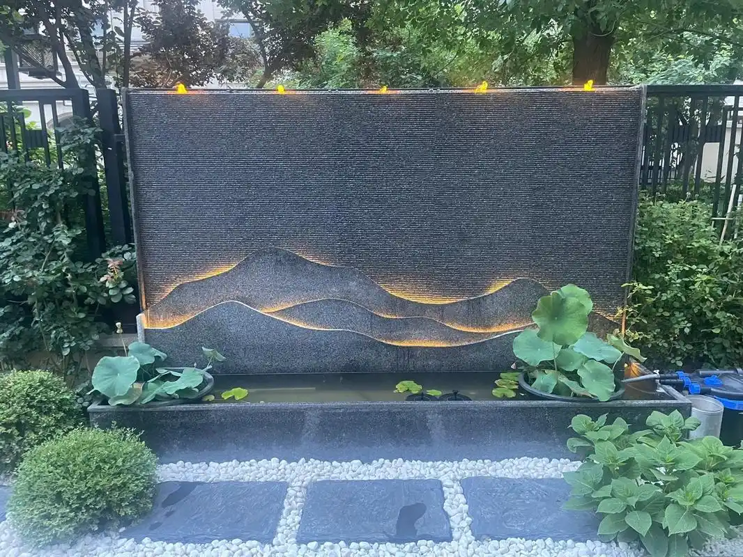 庭院流水墙水幕墙案例 定制成品水幕墙