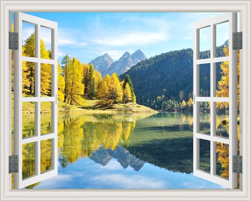 3d立体_仿真窗户创意贴纸假窗户3d立体贴画客厅卧室宿舍自粘墙贴风景