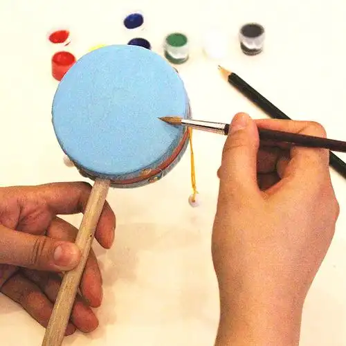 diy拨浪鼓手绘画画材料手工活动六一儿童节宝宝婴儿白模填色