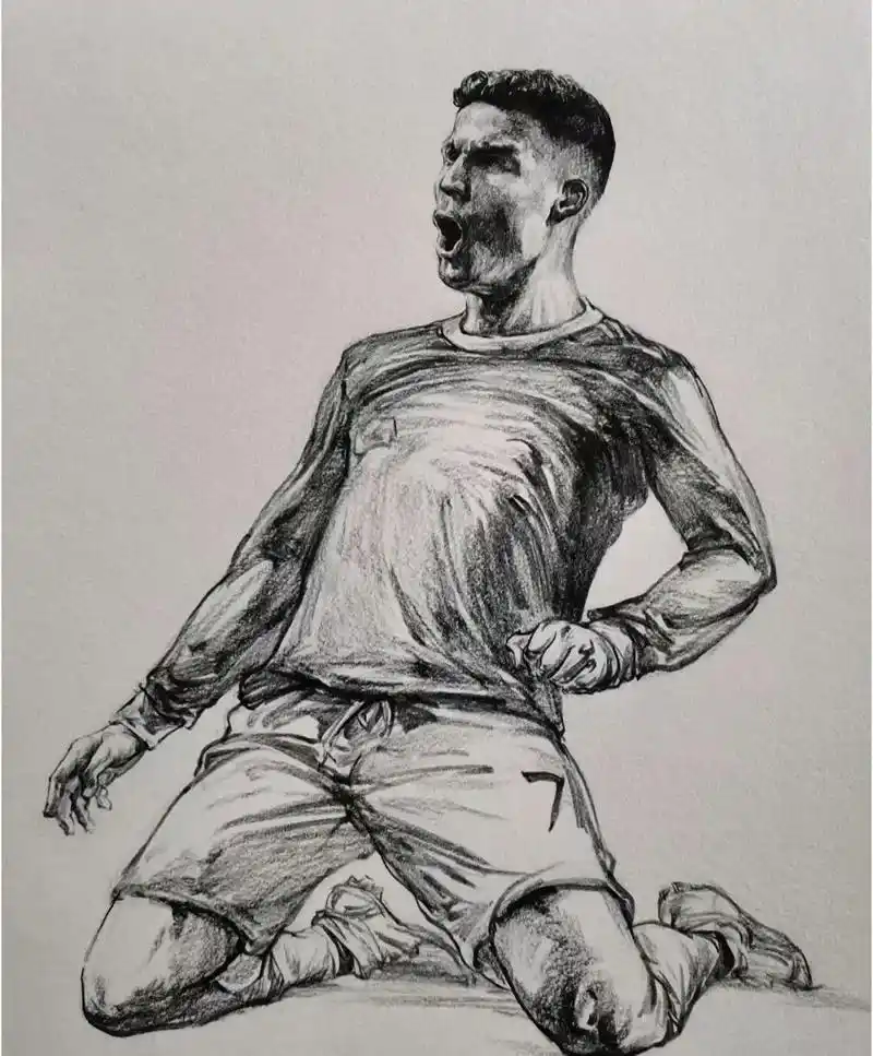 世界杯最帅足球运动员c罗速写步骤分享临摹