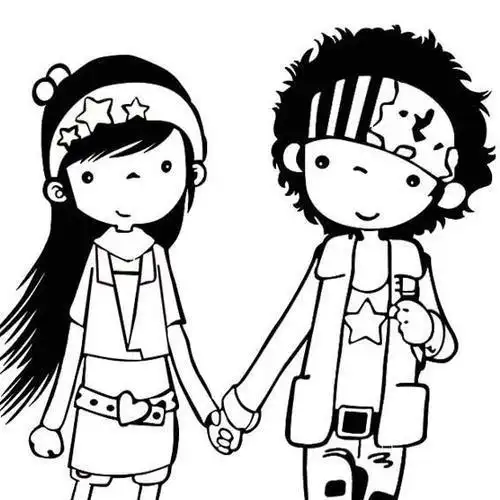 简笔画男生和女生一起的漫画