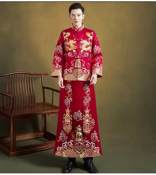 中式婚礼秀禾服新郎2020新款秋冬男款结婚礼服男士中国风秀禾男装