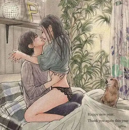 一组污而不俗看完会脸红却想偷偷收藏的情侣插画日常