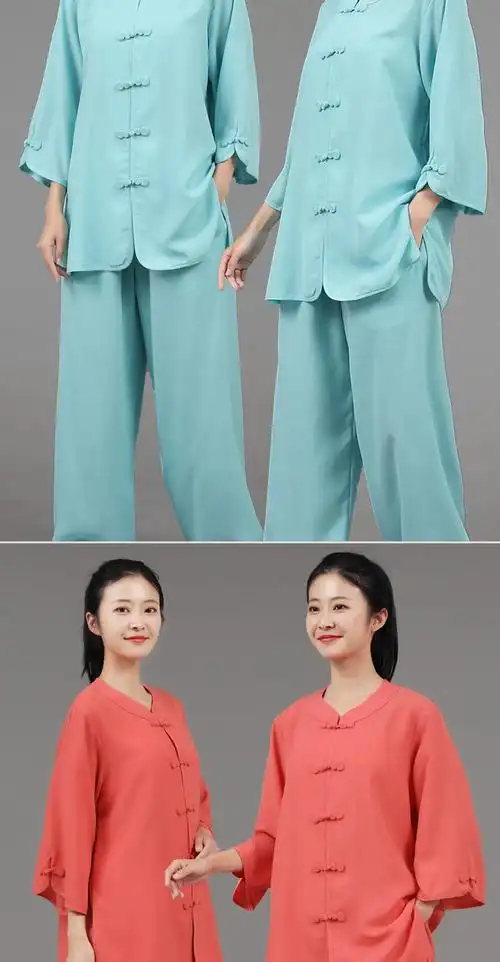 太极服女夏装七分袖新款团购太极拳服装夏季低领时尚凉练功表演薄款