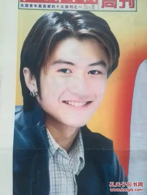 对开彩铜版豪华明星海报封页谢霆锋刚出道时,袁咏仪